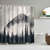 Misty Mountain Shower Curtain | Black and White Scenery Outdoor Fabric | Home Bath Decor House Warming Gift