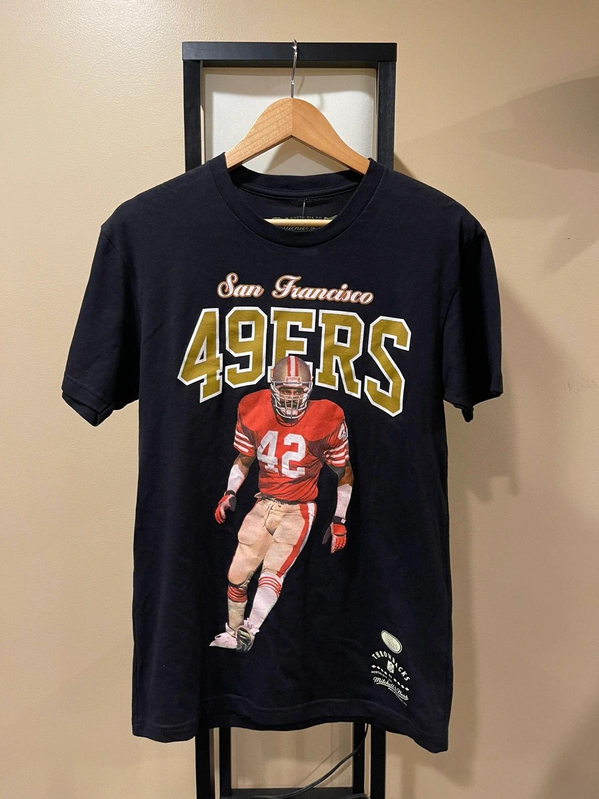 Mitchell & Ness NFL Sf 49Ers Ronnie Lott Black Sweatshirt T-shirt, NFL Football Teams Gifts For Fans