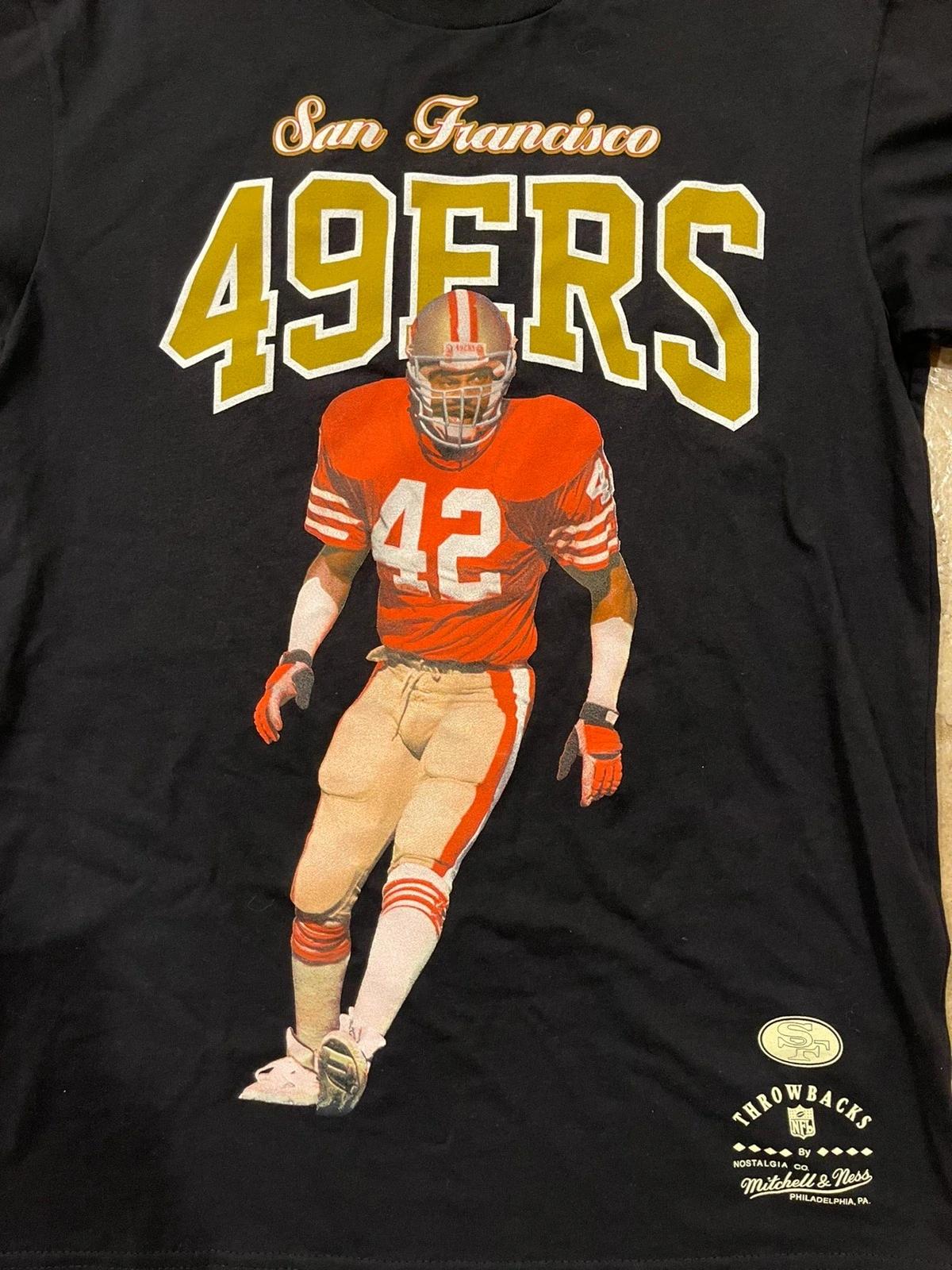 Mitchell & Ness NFL Sf 49Ers Ronnie Lott Black Sweatshirt T-shirt, NFL Football Teams Gifts For Fans - Image 2