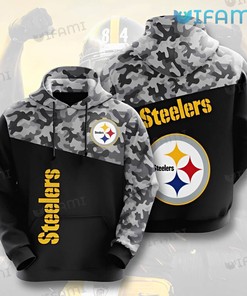 Mix Black Logo - Steelers Military All Over Print Hoodie