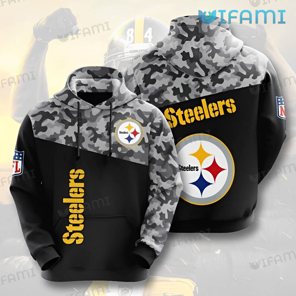 Mix Black Logo - Steelers Military All Over Print Hoodie
