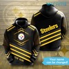 Mix Diagonal Stripes Custom Name - Steelers All Over Print Hoodie