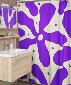 Mod Boho Flower Shower Curtain, Groovy Hippie Bathroom Decor, Housewarming Gift