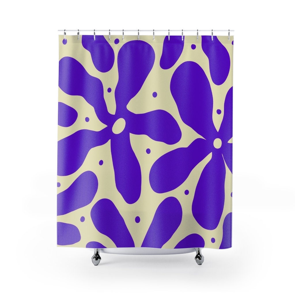 Mod Boho Flower Shower Curtain, Groovy Hippie Bathroom Decor, Housewarming Gift - Image 2