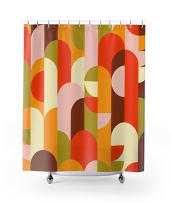 Modern Abstract Art Mid Century Retro Shower Curtain - Perfect for a Modern Bathroom Upgrade