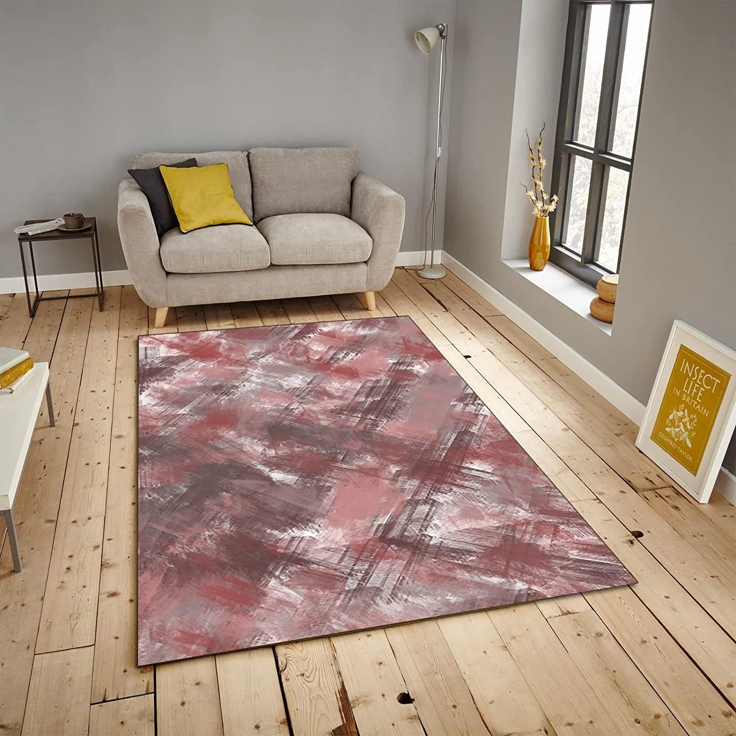 Modern Abstract Dusty Rose Shadow Kids Rugs - Indoor Non-Slip Area Rugs for Personalized Teen Room Home Décor - Image 3