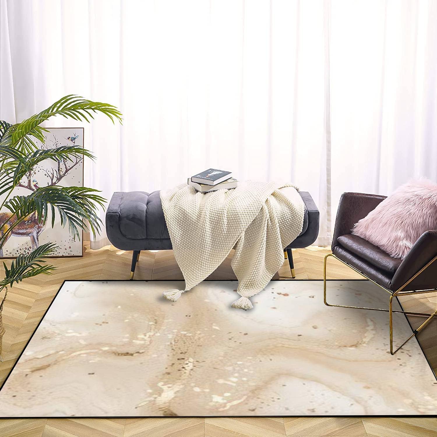 Modern Abstract Gold Dust Texture Area Rug with Fluid Marble Canvas Inspiration for Chic Home Decor