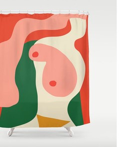 Modern Abstract Shower Curtain, Artistic Woman Body in Waterproof & Washable Bathtub Curtain, Custom Sizes Available