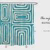 Modern Abstract Shower Curtain, Blue Lines Polyester Fabric with Hooks, Waterproof Bath Decor