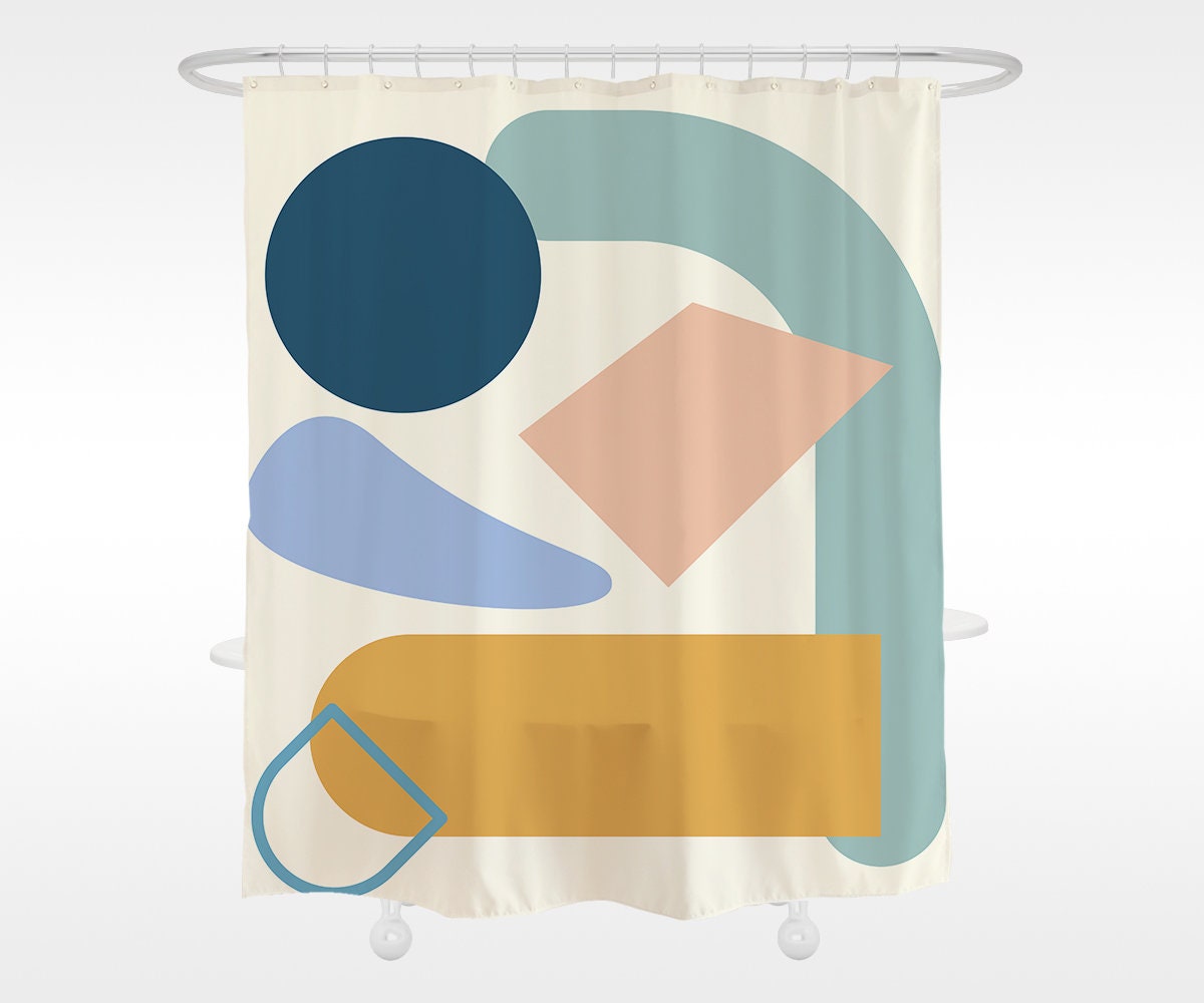 Modern Abstract Shower Curtain, Waterproof & Washable Bathtub Curtain, Artistic Bathroom Decor, Custom Sizes Available