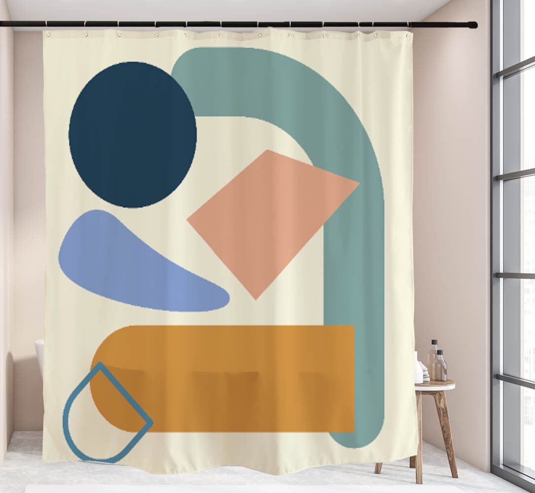 Modern Abstract Shower Curtain, Waterproof & Washable Bathtub Curtain, Artistic Bathroom Decor, Custom Sizes Available - Image 2