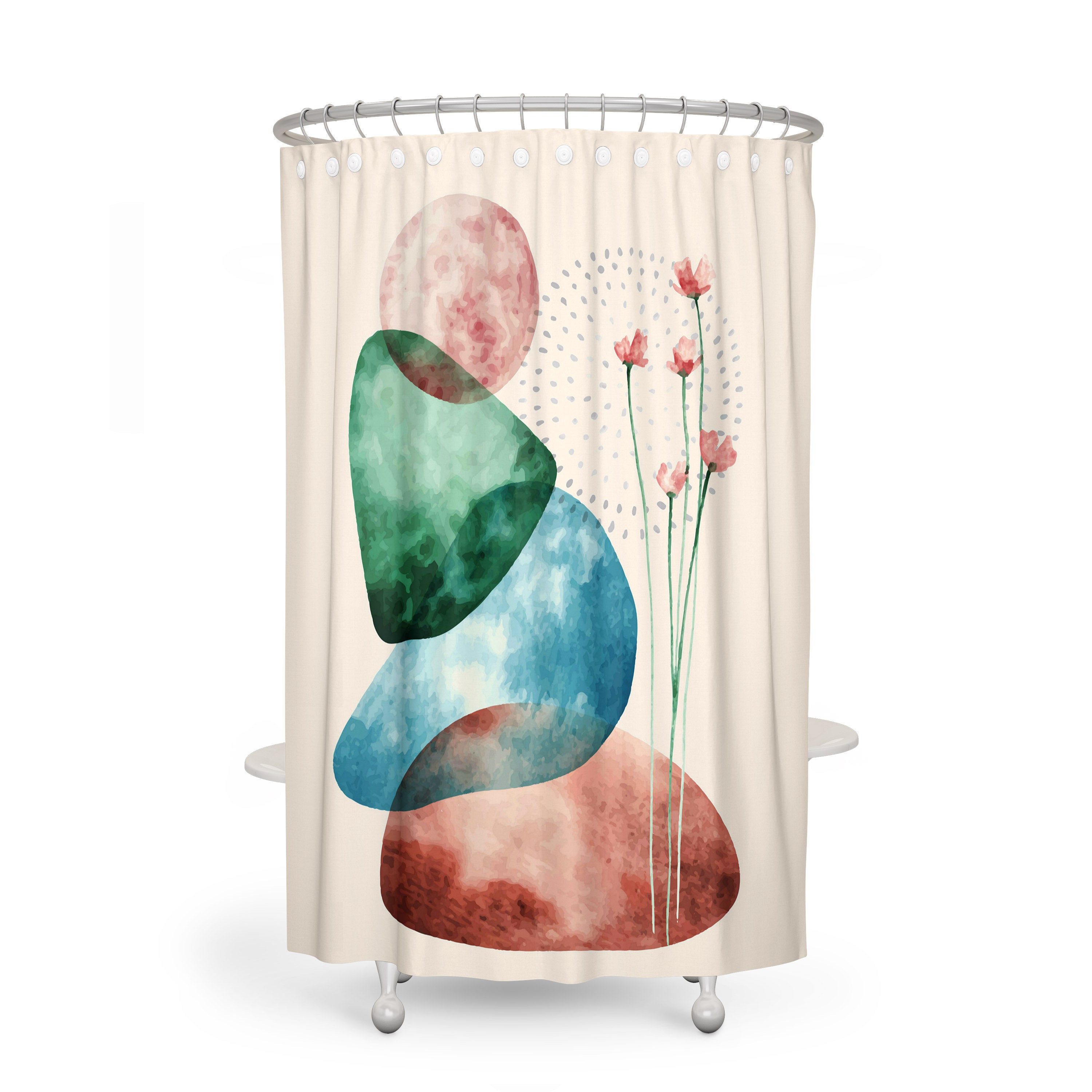 Modern Abstract Shower Curtain and/or Bathroom Set with Chic and Elegant Design for Trendy Bathroom Decor - Image 2