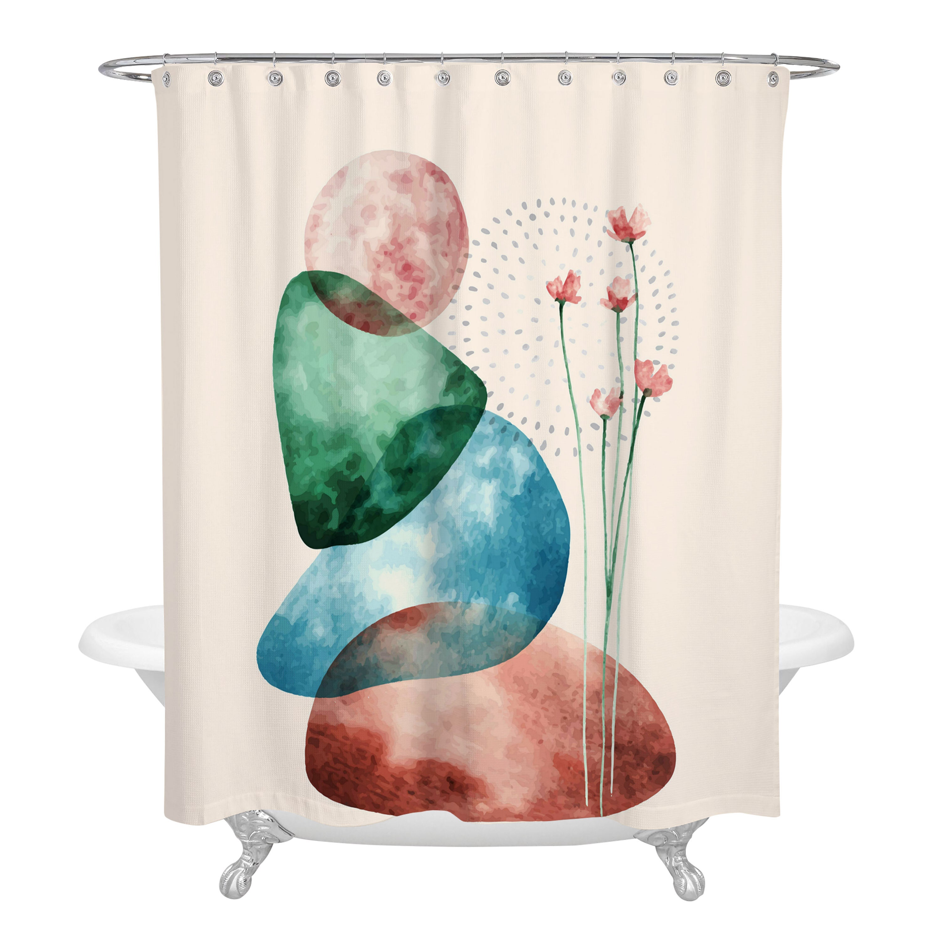 Modern Abstract Shower Curtain and/or Bathroom Set with Chic and Elegant Design for Trendy Bathroom Decor - Image 3