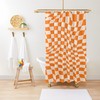 Modern Abstract Shower Curtain with Orange Squares - Eco-Friendly and Waterproof, Includes Hooks