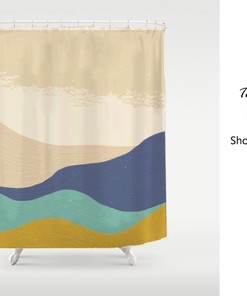 Modern Art Landscape Cream Sky Field Shower Curtain - KinderzimmerVorhang Design - Custom Sizes Available