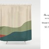 Modern Art Landscape Green Cream Design - Waterproof and Extra Heavy Quality Curtains - Customized Sizes Available