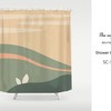 Modern Art Landscape Shower Curtain - Green Field Creme Himmel Design - Waterproof with Custom Sizes