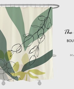 Modern Art Leaf Pattern Shower Curtain - Heavy Duty Polyester Fabric with Hook - Waterproof Home Bathroom Decor
