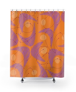Modern Art Print Retro Shower Curtain - Funky Housewarming Gift Idea, Unique Housewarming Gift