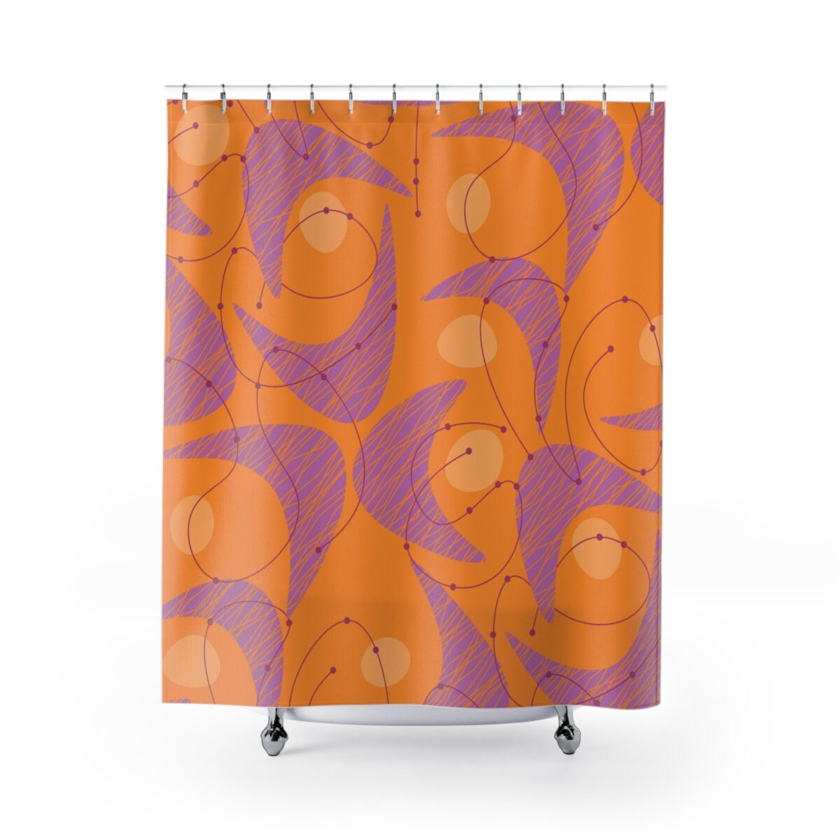 Modern Art Print Retro Shower Curtain - Funky Housewarming Gift Idea, Unique Housewarming Gift