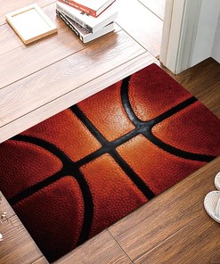Modern Black Basketball Area Rugs, Cool 3D Basketball Sport Easy to Clean Rug, Soft Non-Skid Throw Rug