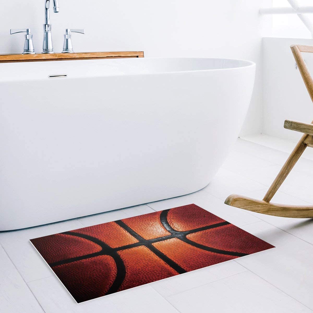 Modern Black Basketball Area Rugs, Cool 3D Basketball Sport Easy to Clean Rug, Soft Non-Skid Throw Rug - Image 2