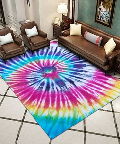 Modern Black and White Area Rug - Short Plush Floor Carpet with Funny Decor for Your Home