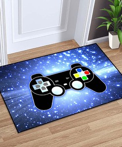 Modern Blue Game-themed T-Shirt, Hoodie, and Sweatshirt Area Rugs for Boys' Bedrooms, Perfect for Game Room Home Decor