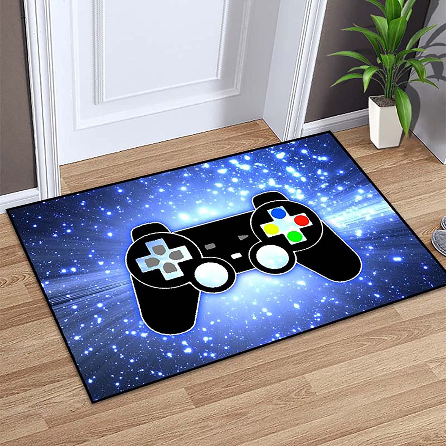 Modern Blue Game-themed T-Shirt, Hoodie, and Sweatshirt Area Rugs for Boys' Bedrooms, Perfect for Game Room Home Decor