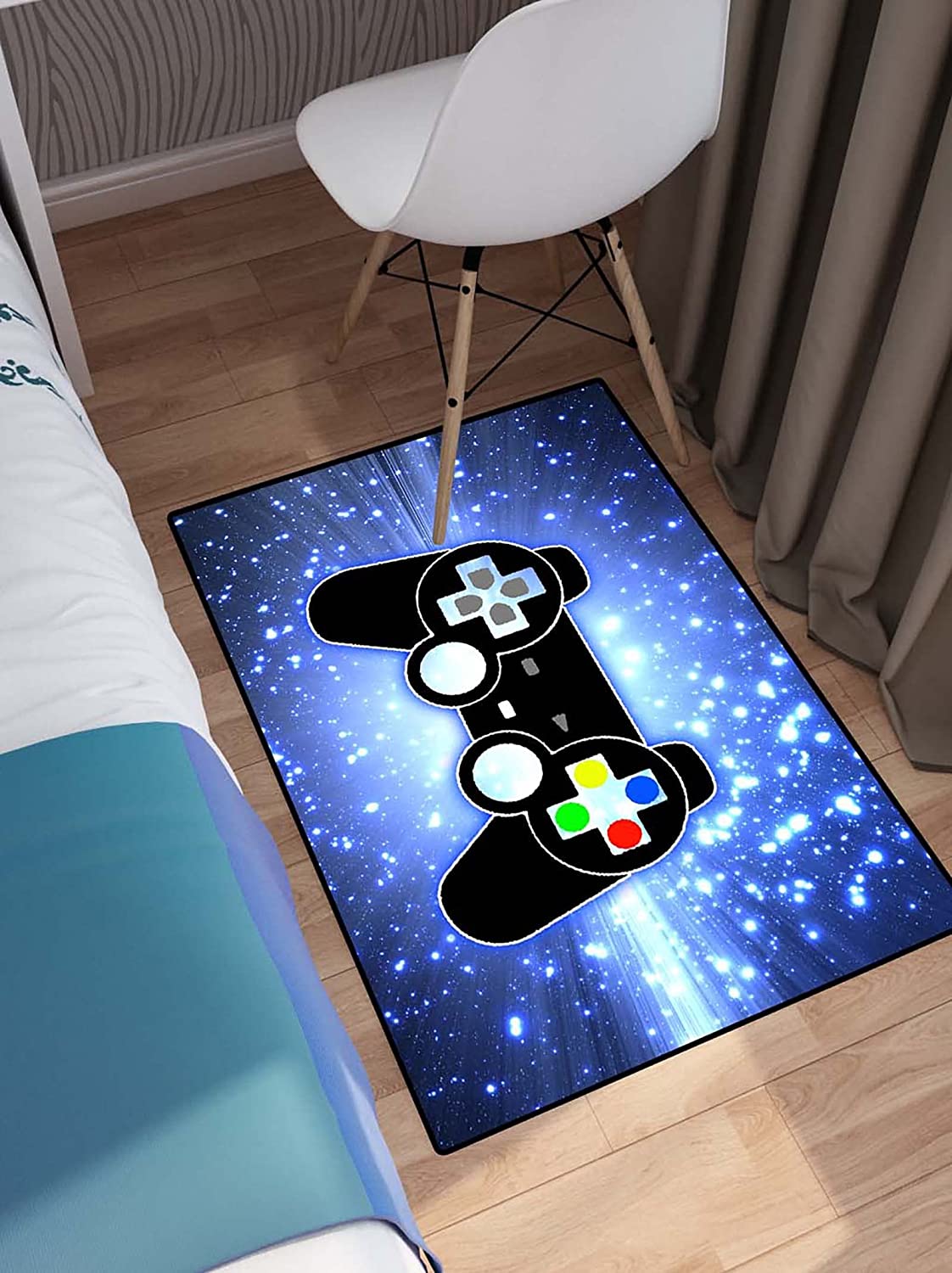Modern Blue Game-themed T-Shirt, Hoodie, and Sweatshirt Area Rugs for Boys' Bedrooms, Perfect for Game Room Home Decor - Image 2