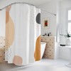 Modern Boho Abstract Circles Shower Curtain, Blue Orange Lake Designer, Bathroom Curtain, Minimalist Mint Home Art
