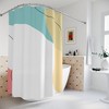 Modern Boho Abstract Waves Shower Curtain, Blue Orange Lake Designer Curtain, Bathroom Curtain, Minimalist Mint Home Art