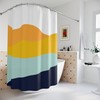 Modern Boho Abstract Waves Shower Curtain or Mat, Blue Orange Lake Design, Bathroom Curtain, At Home Shower Curtains