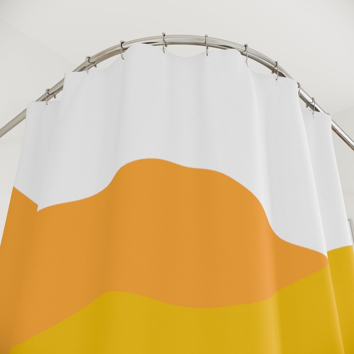 Modern Boho Abstract Waves Shower Curtain or Mat, Blue Orange Lake Design, Bathroom Curtain, At Home Shower Curtains - Image 3
