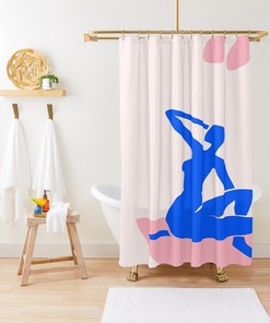 Modern Boho Shower Curtain, Abstract Matisse Style Bath Decor, Eco-Friendly Material