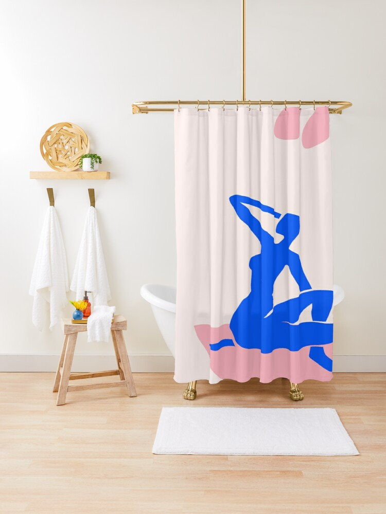 Modern Boho Shower Curtain, Abstract Matisse Style Bath Decor, Eco-Friendly Material - Image 2