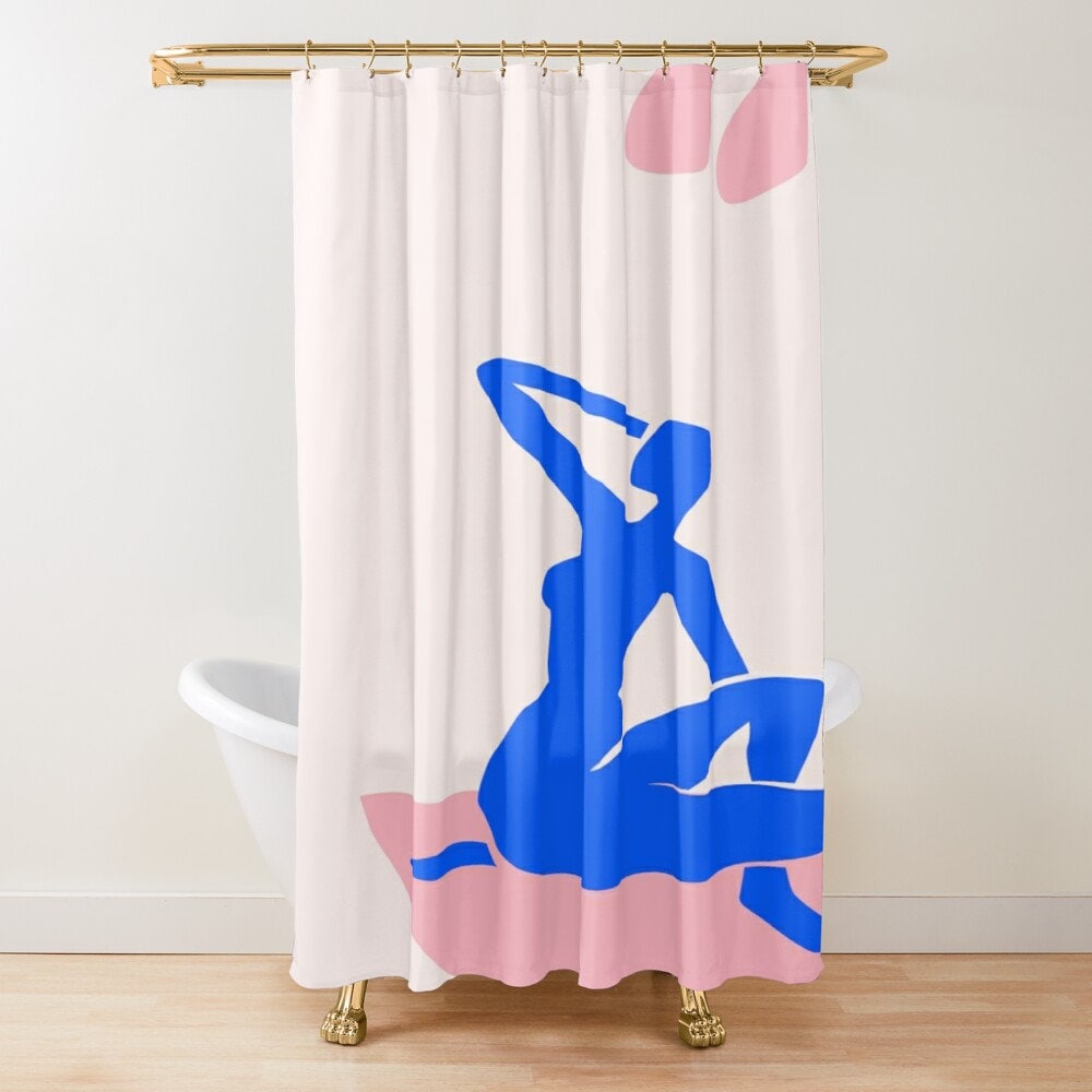 Modern Boho Shower Curtain, Abstract Matisse Style Bath Decor, Eco-Friendly Material - Image 3