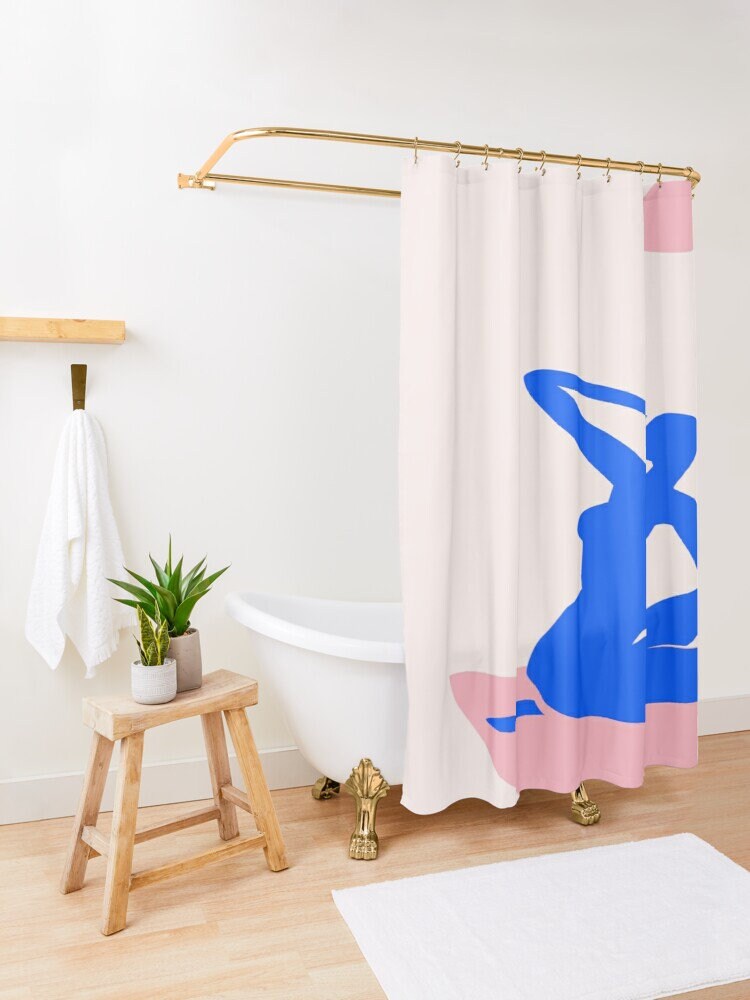 Modern Boho Shower Curtain, Abstract Matisse Style Bath Decor, Eco-Friendly Material - Image 4