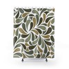 Modern Boho Shower Curtain with Splash of Green and Olive Colors for a Contemporary and Stylish Bathroom