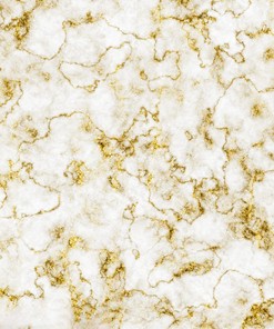 Modern Contemporary Marble Abstract White and Gold Area Rug - Soft Thick Luxury Dining Room Carpet