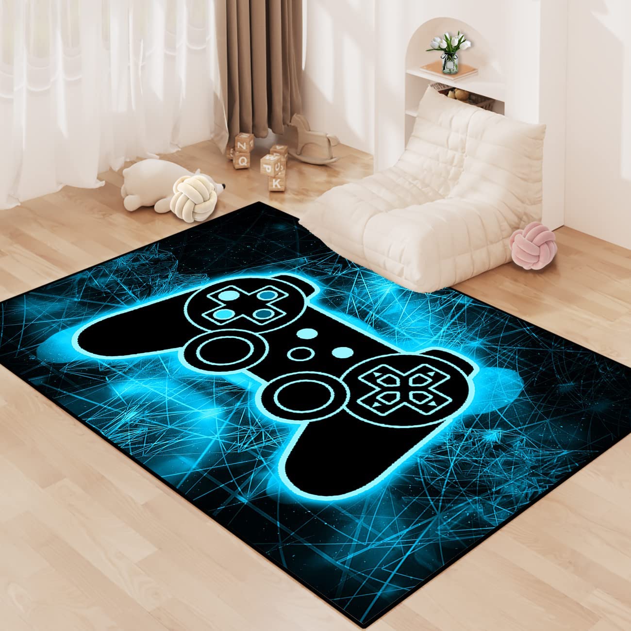 Modern Cool Tech Style Gaming Room: Customizable Gamer Controller Gamepad Pattern Area Rug Floor Carpet Bathroom Mat - Image 4