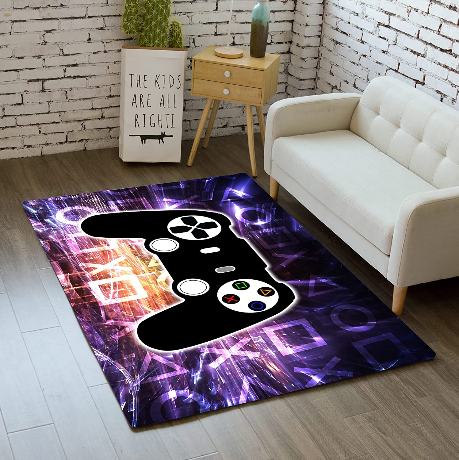 Modern Cool Tech Style Gaming Room Home Decor T-Shirt, Hoodie, Sweatshirt: Gaming Area Rugs for Boys with Gamepad Controller