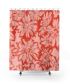 Modern Flower Print Shower Curtain for a Housewarming Gift