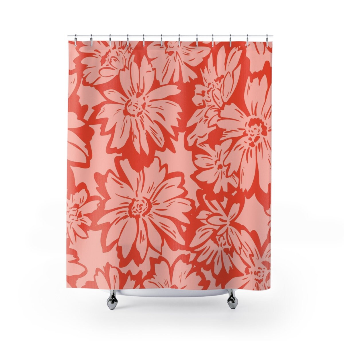 Modern Flower Print Shower Curtain for a Housewarming Gift