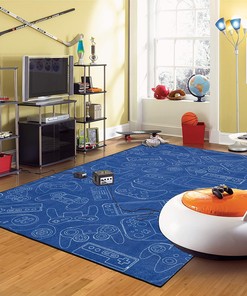 Modern Game Controller Area Rug - Soft Indoor Floor Mat with Non-Slip Backing - Perfect Game Room Decor