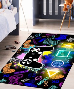 Modern Game Controller Gamepad Pattern Area Rugs for Boys, Teens, and Gamer Decor, Suitable for Game Room Carpets