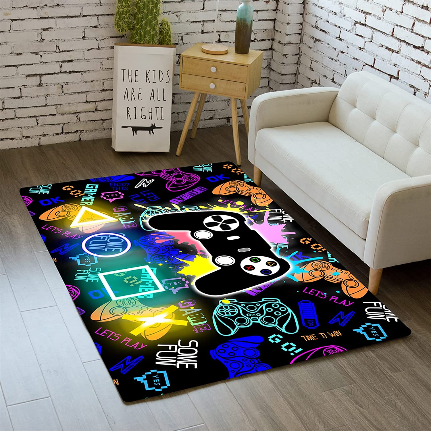 Modern Game Controller Gamepad Pattern Area Rugs for Boys, Teens, and Gamer Decor, Suitable for Game Room Carpets - Image 2
