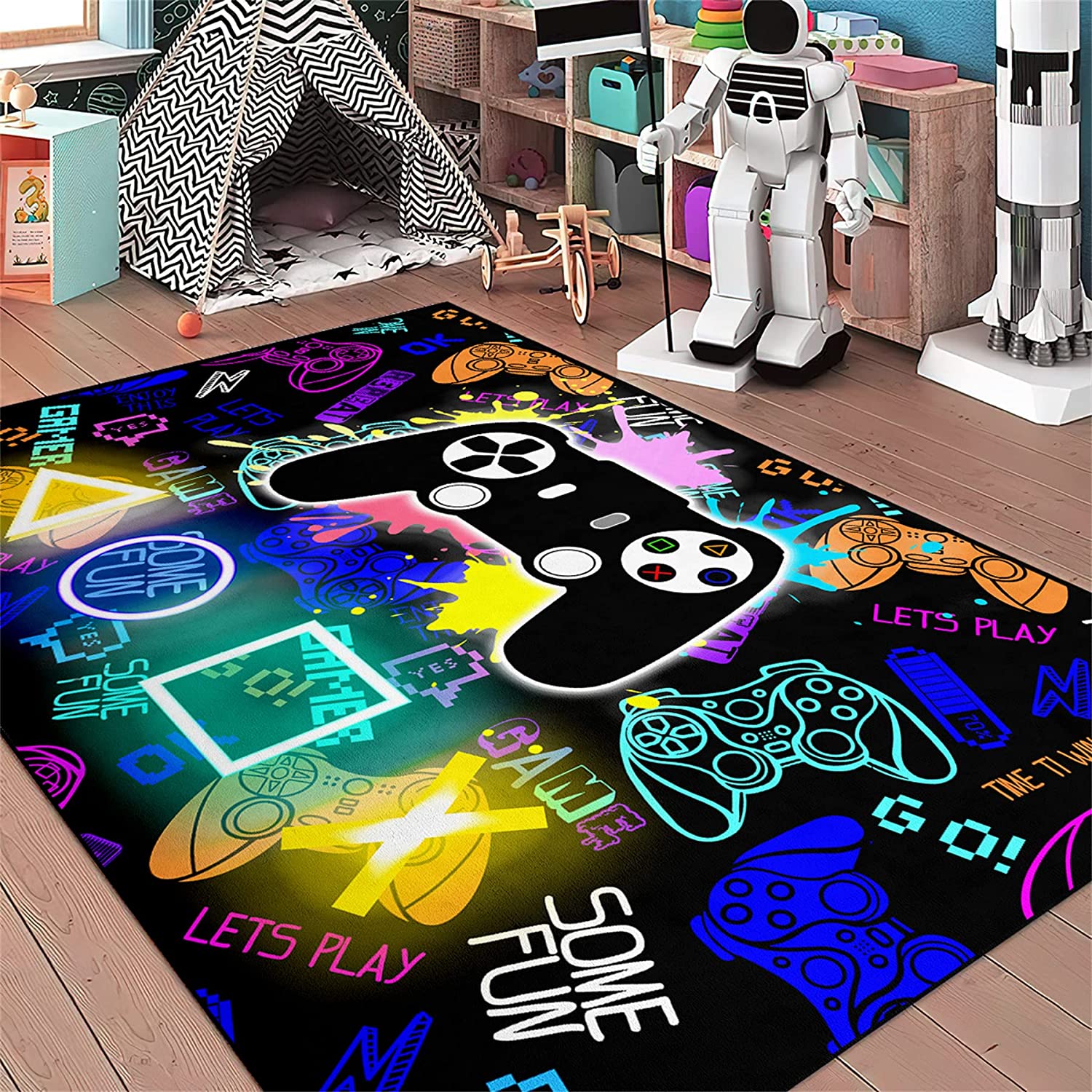Modern Game Controller Gamepad Pattern Area Rugs for Boys, Teens, and Gamer Decor, Suitable for Game Room Carpets - Image 4