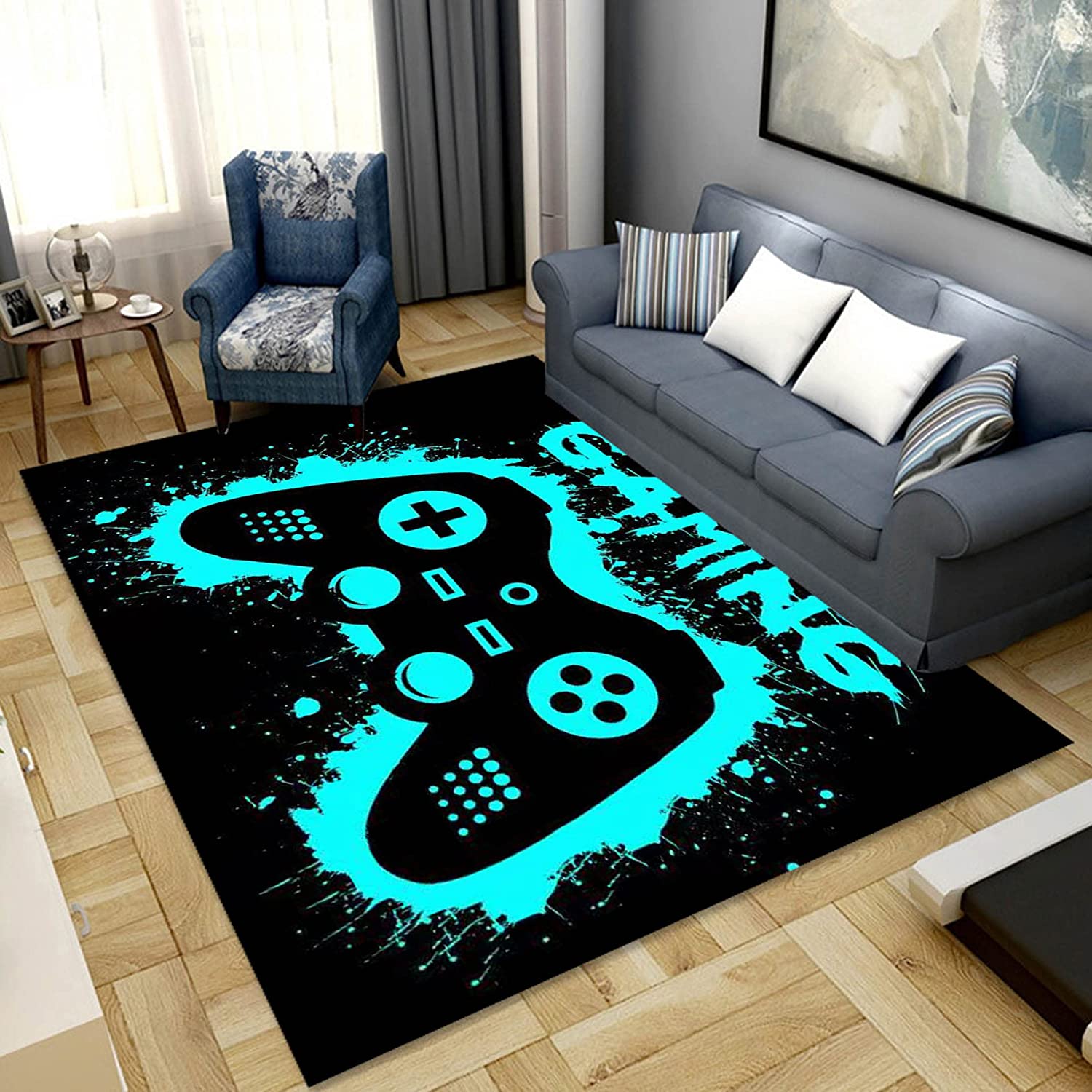 Modern Game Controller Gaming Art Area Rug for Boys Room Decor - Image 3
