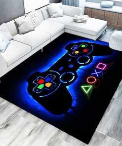 Modern Gamepad Pattern Area Rug - Non-Slip Gaming Carpet for Living or Bedroom Fun Home Decor for Gamers